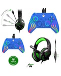 Casque Gamer PRO H3 SPIRIT OF GAMER XBOX ONE/S/X/PC + Manette XBOX ONE-S-X-PC Filaire AFTERGLOW WAVE BlEU LED RGB Officielle