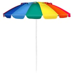 Parasol De Plage Inclinable 2,45 M Protection Upf 50+ Baleines En Fibre De Verre Avec Sac Pied Amovible Multicolore Helloshop26 20_0000888