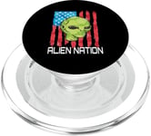 Funny Alien UFO USA Flag and Green Alien Head PopSockets PopGrip for MagSafe