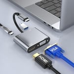 Hub Usb C,Adaptateur Usb C Vers Hdmi Vga,Hub De Type C Avec 4K-Hdmi,1080P-Vga,87W Pd,Usb A 3.0,Hub Multiport Usb C Pour Macbook Pro/Air,Imac 2021/2020,Surface Pro 8 /X,Et Appareils De Type C