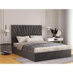 Lit coffre 140 x 190 cm - Velours - Gris - RILIODA de Pascal Morabito