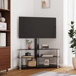 Design In - Meuble TV,Meuble de Rangement,Banc tv d'angle 3 niveaux pour 32-70 pouces noir et argenté CFW711464