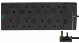 8 Way Gang Mains Extension Lead 2m Cable UK Plug Electric Socket Power 13 AMP