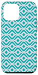 Coque pour iPhone 12 Pro Max Turquoise Blue Aqua Round Smooth Wavy Rhombuses Pattern