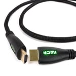 1 METRE GREEN LED XBOX HDMI CABLE Game Console PS4 Nintendo Switch TV Monitor