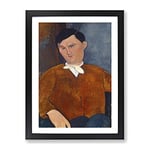 Monsieur Deleu No.1916 By Amedeo Modigliani Classic Painting Framed Wall Art Print, Ready to Hang Picture for Living Room Bedroom Home Office Décor, Black A2 (64 x 46 cm)