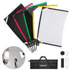 Neewer Foldable Scrim Flag Kit, 18x24in/45x60cm 5 In 1 Photography Flag Panel Lighting Reflector Diffuser Light Modifier Shaper for Soft, Diffused & Light Effects, Carry Bag Included, SF4560F