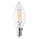 Ampoule LED à filament, forme torsadée C35, culot Edison E14, 6W (806 lumen équivalent à 60W), Lumière Blanc Chaud 2700K, verre transparent, faisceau diffusé 330°