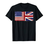 Half American Half British Union Jack US Flag Vintage T-Shirt