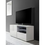 Meuble TV moderne 121 cm laqué blanc brillant Milenor Blanc laqué brillant