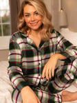 Cyberjammies Forrest Check Brushed Cotton Shirt Long Pyjama Set, Dark Green