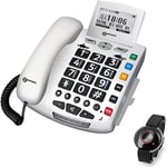 Geemarc Serenities - Amplified Emergency Response Telephone With Waterproof SOS Bracelet and One-touch Memories for Elderly - Hearing Aid Compatible - Low to Medium Hearing Loss - UK Version