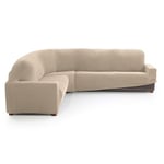 MAXIFUNDAS FUNDAS DE SOFA & CHAISE LONGUE. Corner Sofa Cover Relive Beige Super Elastic Protective Cover for Corner Sofa