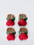 John Lewis Knitted Berry Napkin Rings, Set of 4, Red