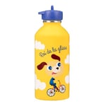 Gourde enfant Acier inoxydable DRAEGER PARIS - Facile à nettoyer - gourde réutilisable - Idéale pour parc, école - Contenance 300ml - 17 cm x 6,5 cm - Jaune - Message inscrit : Roi De La Glisse