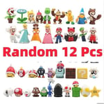 12 kpl / 24 kpl / 48 kpl Super Mario Bros -toimintahahmot Kawaii Bowser -animefiguurit säilytyspussilla lapsille leluille lahjat 12 kpl