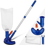 tillvex Aspirateur de Piscine à Vide | Kit d'entretien pour Piscine | Set d'Accessoires de Nettoyage avec Aspirateur, Sac à Feuilles, Écumoire Manche Télescopique | pour Piscines, Bassins, Fontaine