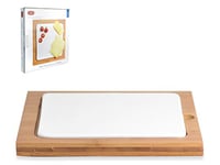 CHIO Bambou Assiette Carrée avec Support en Bambou, Blanc/Bois, 20 cm