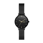 Skagen Anita Lille Montre pour Femmes, Mouvement à Quartz avec Bracelet en Acier Inoxydable Ou en Cuir, Noir et Ton Or, 30Mm