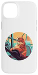 iPhone 14 Plus Cute Orange Fitness Cat on Gym Lifting Bench Case