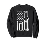 Tool Wrench Mechanic American Flag Auto Car Repair Garage Sweatshirt