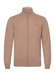 Superfine Lambswool Zip Cardigan Tops Knitwear Full Zip Jumpers Beige GANT