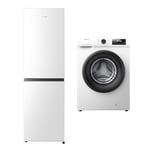 Hisense RB327N4WWE 55cm Freestanding 50/50 Fridge Freezer - 251 litre capacity - Total No Frost & WFQP6012EVM-Freestanding-6 KG-Front Load Durable Inverter Washing Machine-Steam Wash-Quick