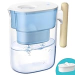 Waterdrop Chubby Water Filter Jugs and Cartridges with 3 Months Filter, 3.5L, Reduces Fluoride, Chlorine and More, NSF Certified, BPA Free, Light Blue (Replacement Filter: WD-PF-01A Plus)