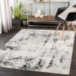 Livabliss Kyoto Tapis Moderne Abstrait - Tapis Salon, Salle à Manger, Chambre Adulte et Ado, Cuisine - Tapis Design Marbre Moucheté Multicolore, Tapis Poil Ras Doux 152x213cm - Blanc Cassé, Gris, Noir