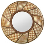 DRW Miroir Mural Rond en Bois et Osier en Naturel 62x8cm INT: 29cm