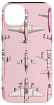 Coque pour iPhone 14 Plus Rose B-17 Flying Fortress Design rayé moderne