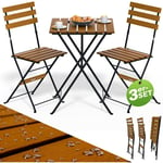 CASARIA® Set de meubles de balcon 1 table et 2 chaises pliable en bois d'Acacia ensemble extérieur salon de jardin terrasse