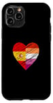 Coque pour iPhone 11 Pro Drapeau LGBTQ Espagne Lesbienne Pride Cœur Amour LGBTQIA