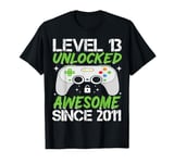 Level 13 Unlocked Awesome Since 2011 13th Birthday Gaming T-Shirt