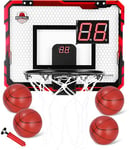 Panier Basket Enfan,Panier de Basket-Ball d'intérieur pour Enfants,Panier de Basket-Ball Pliable à pointage Automatique pour Porte avec 4 Ballons et Accessoires de Basket-Ball complets