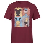 Donald Duck Mickey Mouse Pluto Goofy Tiles Men's T-Shirt - Burgundy - XS - Burgundy