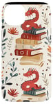 Coque pour iPhone 15 Plus Motif de ver de bibliothèque Cute Dragon Books Cottagecore