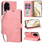 GOTOURED for Honor 200 Phone Case Wallet,4 Card Slots [RFID Blocking] [Wrist Strap] [Kickstand] Magnetic Shockproof Protective Leather Flip Cases Cover for HONOR 200 5G (Pink)