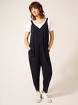 White Stuff Selina Slouchy Jersey Jumpsuit, Pure Black