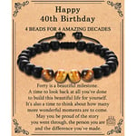 TEVOP 40th Birthday Gifts for Men, Tiger Eye Stone Bracelet Mens 40th Birthday Gifts for Him Dad Son Brother Friend, Perfect 40th Birthday Gift Ideas