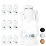 10x lampe-tempête led, lanterne retro comme décoration de fenêtre ou de jardin, à piles, blanc