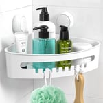 ilikable Etagère Douche d'Angle Ventouse sans Perçage Etagere Salle de Bain Amovible Serviteur de Douche Cusine Chambre Salon Triangle Panier Rangement pour Shampoing-Blanc