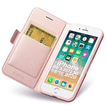 Aunote Coque pour iPhone 8/7/iPhone SE 3 2022 5G/SE 2020, Housse Étui iPhone 8 Protection Rabat Clapet Portefeuille Phone Cover, Ultra Mince Pochette iPhone 8 Telephone Femme Flip Case,Or Rose