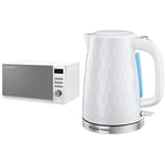 Russell Hobbs RHM2079A 20 L 800 W White Digital Solo Microwave & 26050 Cordless Electric Kettle - Contemporary Honeycomb Design with Fast Boil and Boil Dry Protection, 1.7 Litre, 3000 W, White
