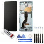 VITRE + ECRAN LCD SUR CHASSIS POUR SAMSUNG GALAXY S20 PLUS BLEU 6.7+OUTILS+COLLE