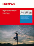 Hartwii 100 Sheets A4 260 Gsm High Glossy Photo Paper  Inkjet Paper Printer AU