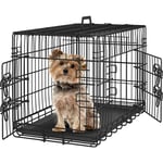 Yaheetech - Cage pour Chien Pliable Caisse de Transport pour Chien en métal Niche pour Chien Exterieur Interieur 2 Portes Verrouillables et Plateau