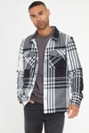 Threadbare Mens Black Checked Long Sleeve 'Saint' Shacket - Size X-Large