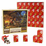 Skickas från Sverige Pussel adventskalender 2024, 1008 pusselbitar 24 dagars Fireplace Öppen spis Jigsaw puzzle FIRE PLACE - julnedräkning julkalend