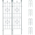 Treillis jardin fer set de 2 clôture plante grimpante grille fleurs arceau rosier 180 x 50 cm c, vert foncé - Relaxdays